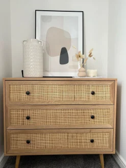 Säilytys<Beliani Lipasto Rottinki 3 Laatikkoa Vaalea Puu Ponca