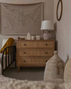 Säilytys<Beliani Lipasto Rottinki 3 Laatikkoa Vaalea Puu Ponca