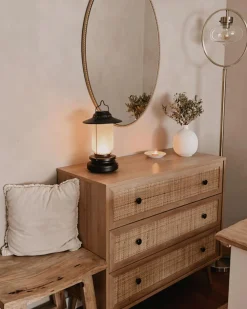 Säilytys<Beliani Lipasto Rottinki 3 Laatikkoa Vaalea Puu Ponca