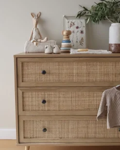 Säilytys<Beliani Lipasto Rottinki 3 Laatikkoa Vaalea Puu Ponca