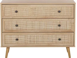 Säilytys<Beliani Lipasto Rottinki 3 Laatikkoa Vaalea Puu Ponca