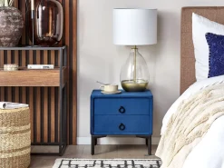 New Beliani Makuuhuonesetti Sametti 3 Osaa Laivastonsininen 180 X 200 Cm Sezanne