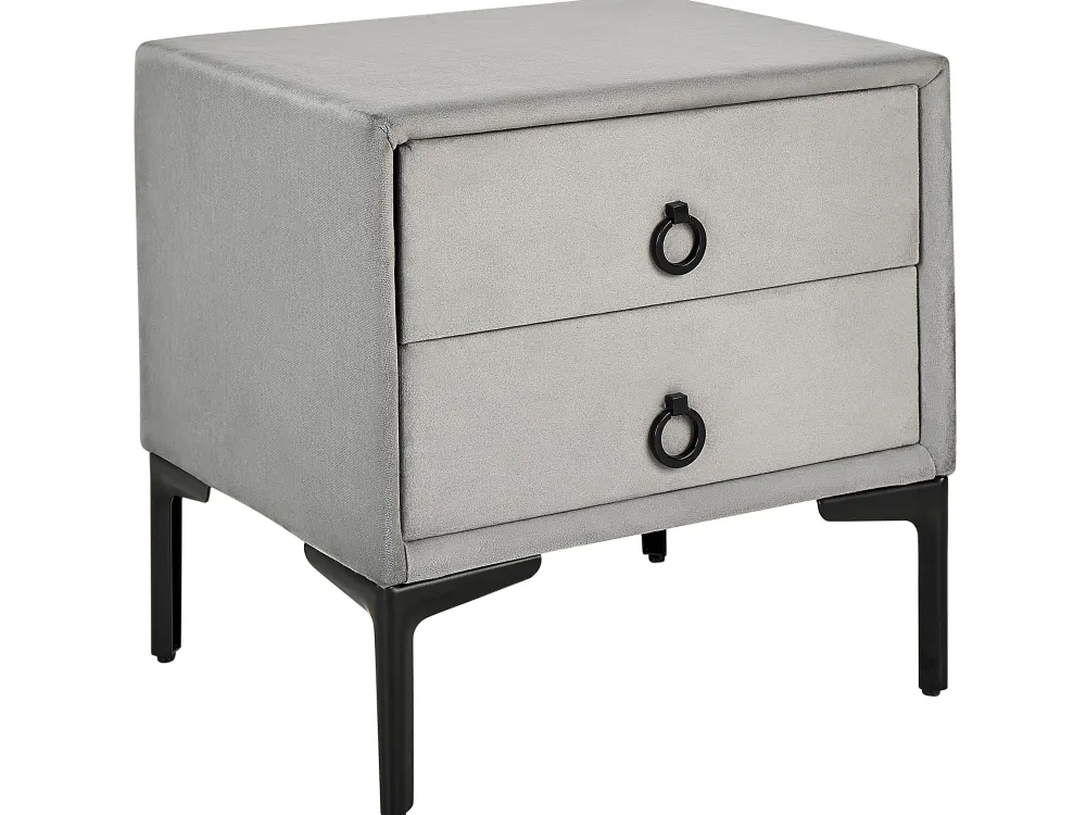 Sängyt<Beliani Makuuhuonesetti Sametti 3 Osaa Vaaleanharmaa 180 X 200 Cm Sezanne