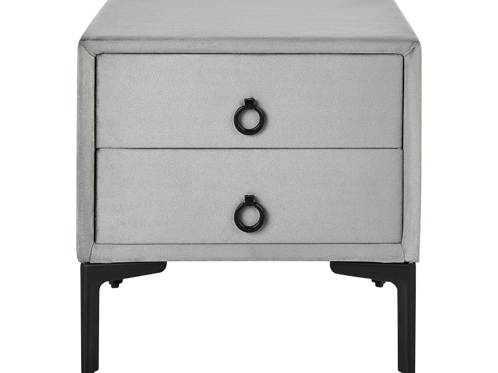 Sängyt<Beliani Makuuhuonesetti Sametti 3 Osaa Vaaleanharmaa 180 X 200 Cm Sezanne