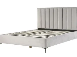 Sängyt<Beliani Makuuhuonesetti Sametti 3 Osaa Vaaleanharmaa 180 X 200 Cm Sezanne