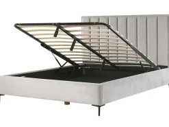 Sängyt<Beliani Makuuhuonesetti Sametti 3 Osaa Vaaleanharmaa 180 X 200 Cm Sezanne