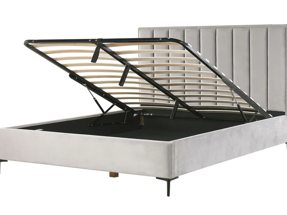 Sängyt<Beliani Makuuhuonesetti Sametti 3 Osaa Vaaleanharmaa 180 X 200 Cm Sezanne