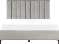 Sängyt<Beliani Makuuhuonesetti Sametti 3 Osaa Vaaleanharmaa 180 X 200 Cm Sezanne