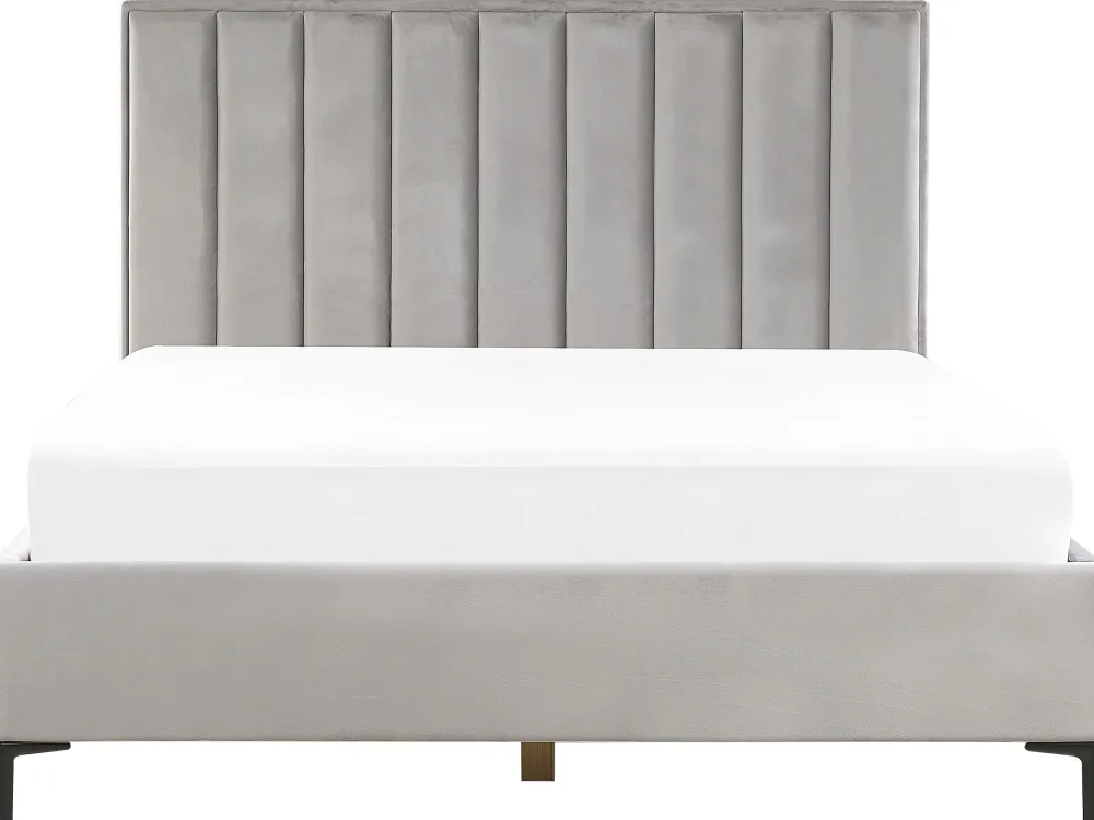 Sängyt<Beliani Makuuhuonesetti Sametti 3 Osaa Vaaleanharmaa 180 X 200 Cm Sezanne