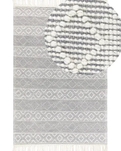 Best Sale Beliani Matto Harmaa/Valkoinen 160 X 230 Cm Tonya