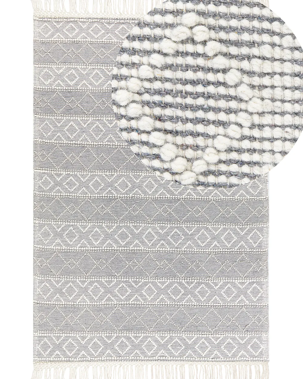 Best Sale Beliani Matto Harmaa/Valkoinen 160 X 230 Cm Tonya