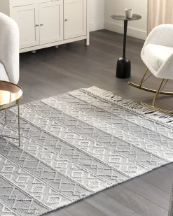 Best Sale Beliani Matto Harmaa/Valkoinen 160 X 230 Cm Tonya