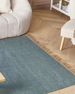 Best Beliani Matto Juutti Sininen 160 X 230 Cm Lunia