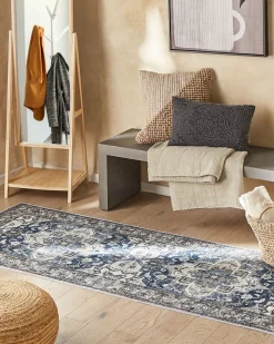 Cheap Beliani Matto Kangas Harmaa/Sininen 80 X 300 Cm Kottar