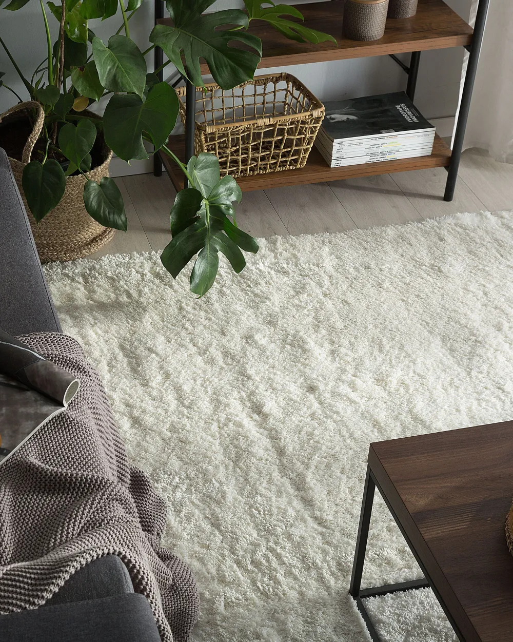 Matot<Beliani Matto Kangas Valkoinen 200 X 200 Cm Evren