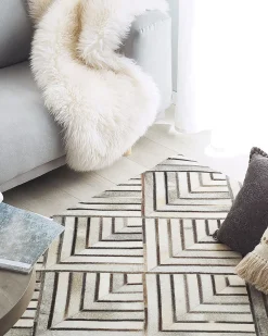 Fashion Beliani Matto Lehmannahka Beige 140 X 230 Cm Tekir