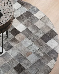 Cheap Beliani Matto Lehmannahka Harmaa 140 Cm Bergama