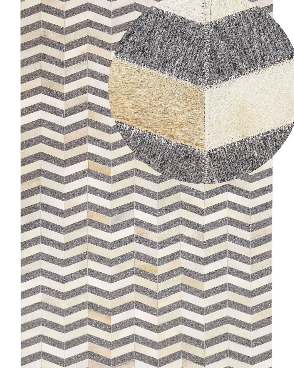 Store Beliani Matto Lehmannahka Harmaa/Beige 160 X 230 Cm Baggoze