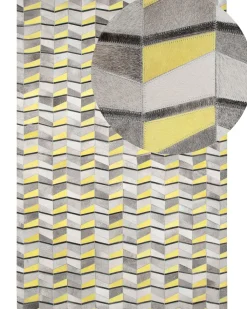 Matot<Beliani Matto Lehmannahka Harmaa/Keltainen 160 X 230 Cm Beloren