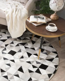 Cheap Beliani Matto Lehmannahka Harmaa/Musta 140 Cm Kirklar