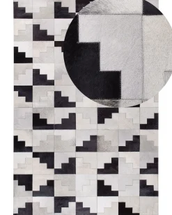Matot<Beliani Matto Lehmannahka Musta/Harmaa 160 X 230 Cm Efirli