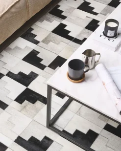 Matot<Beliani Matto Lehmannahka Musta/Harmaa 160 X 230 Cm Efirli