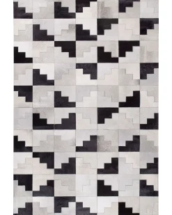 Matot<Beliani Matto Lehmannahka Musta/Harmaa 160 X 230 Cm Efirli