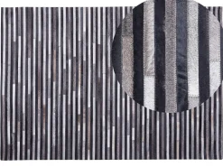 Store Beliani Matto Lehmannahka Musta/Harmaa 140 X 200 Cm Atalar