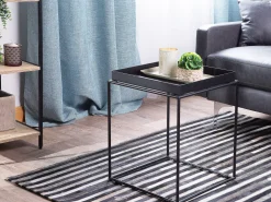 Store Beliani Matto Lehmannahka Musta/Harmaa 140 X 200 Cm Atalar