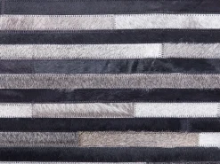 Store Beliani Matto Lehmannahka Musta/Harmaa 140 X 200 Cm Atalar