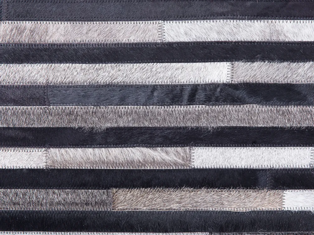 Store Beliani Matto Lehmannahka Musta/Harmaa 140 X 200 Cm Atalar