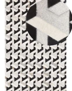 Matot<Beliani Matto Lehmannahka Musta/Harmaa 160 X 230 Cm Narman