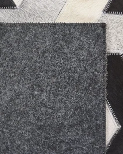 Matot<Beliani Matto Lehmannahka Musta/Harmaa 160 X 230 Cm Narman