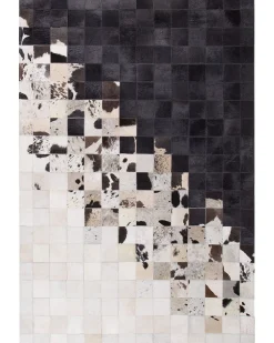 Outlet Beliani Matto Lehmannahka Musta/Valkoinen 160 X 230 Cm Kemah