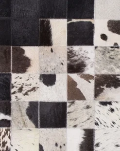 Outlet Beliani Matto Lehmannahka Musta/Valkoinen 160 X 230 Cm Kemah