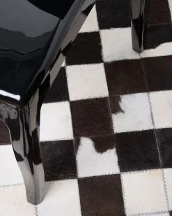 Matot<Beliani Matto Lehmannahka Mustavalkoinen 140 Cm Bergama