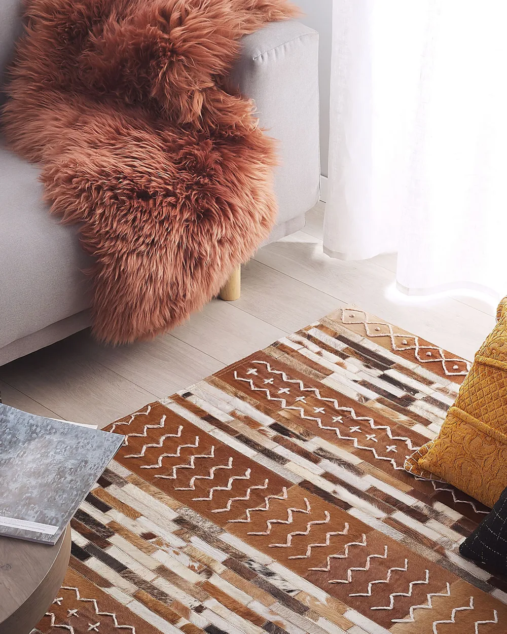 Clearance Beliani Matto Lehmannahka Ruskea 160 X 230 Cm Herekli