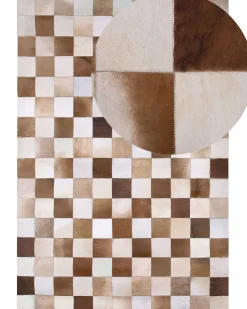 Sale Beliani Matto Lehmannahka Ruskea/Beige 160 X 230 Cm Solmaz