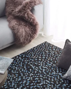 Matot<Beliani Matto Lehmannahka Ruskea/Sininen 160 X 230 Cm Ikisu