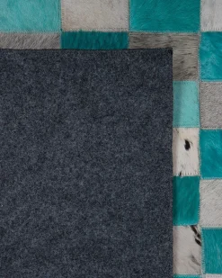 Cheap Beliani Matto Lehmannahka Turkoosi/Harmaa 160 X 230 Cm Nikfer