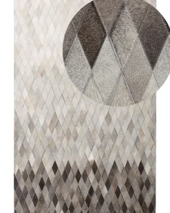 Matot<Beliani Matto Lehmannahka Valkoinen/Harmaa 160 X 230 Cm Maldan