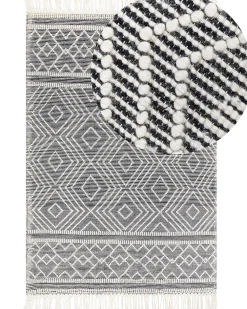 Matot<Beliani Matto Musta/Valkoinen 160 X 230 Cm Savuca