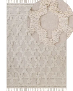 Cheap Beliani Matto Puuvilla Beige 160 X 230 Cm Suluova