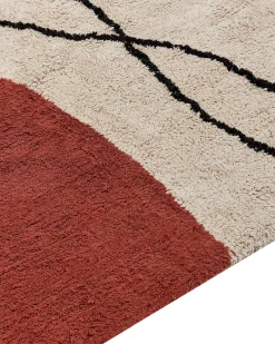Best Beliani Matto Puuvilla Beige/Punainen 160 X 230 Cm Bolat