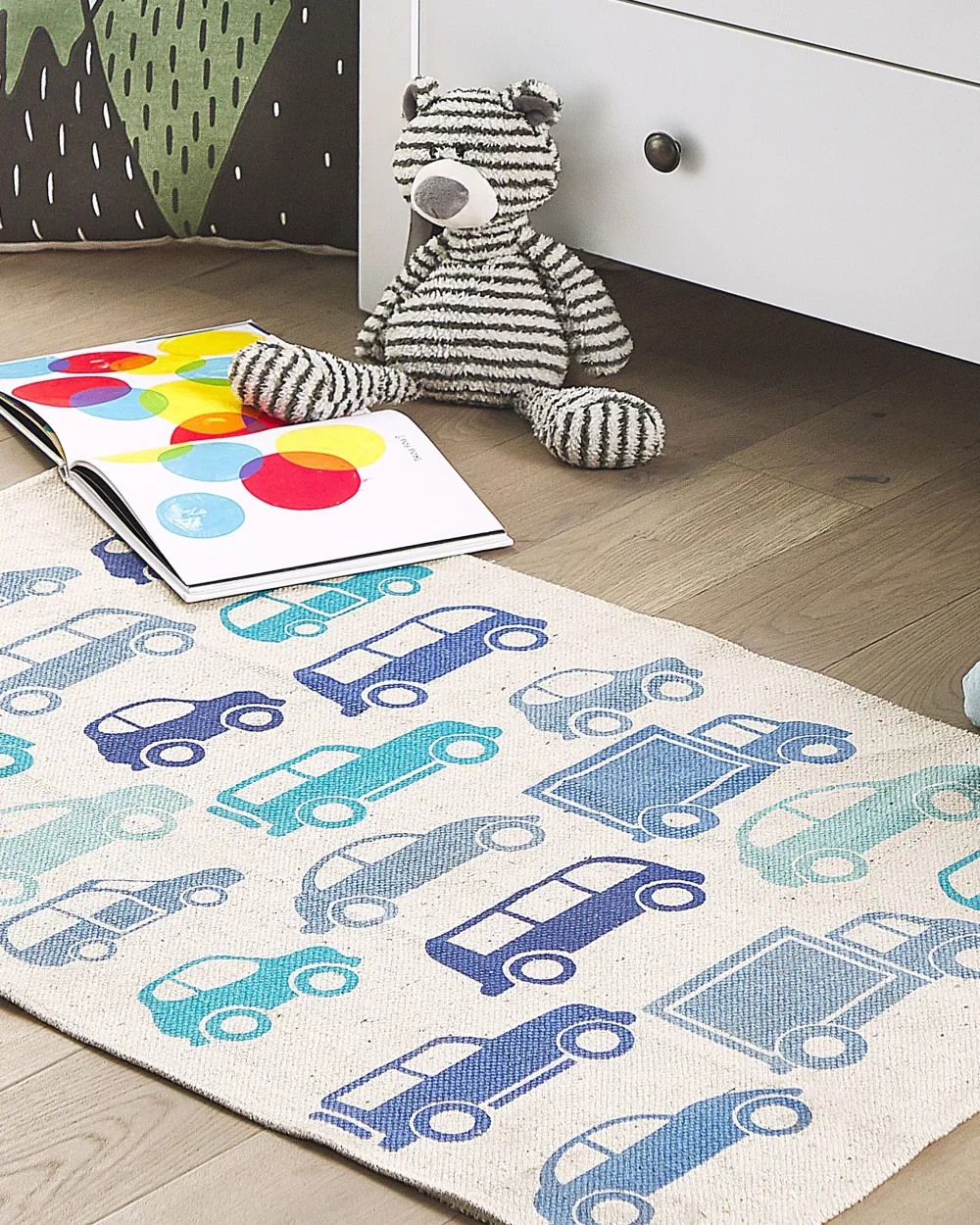 Sale Beliani Matto Puuvilla Beige/Sininen 60 X 90 Cm Maduraj