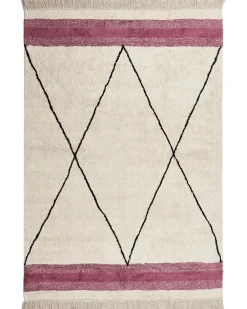Online Beliani Matto Puuvilla Beige/Vaaleanpunainen 160 X 230 Cm Afsar