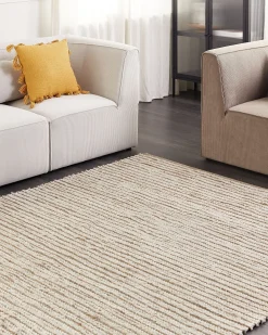 Matot<Beliani Matto Puuvilla Beige/Valkoinen 200 X 300 Cm Barkhan