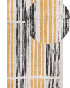 Matot<Beliani Matto Puuvilla Keltainen/Musta 140 X 200 Cm Katra