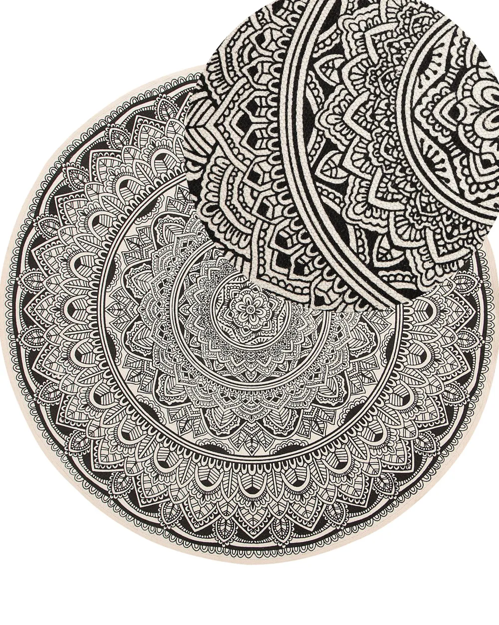 Online Beliani Matto Puuvilla Kermanvalkoinen/Musta O 120 Cm Hizan