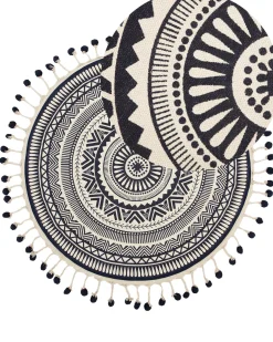 Matot<Beliani Matto Puuvilla Kermanvalkoinen/Laivastonsininen O 120 Cm Tatvan